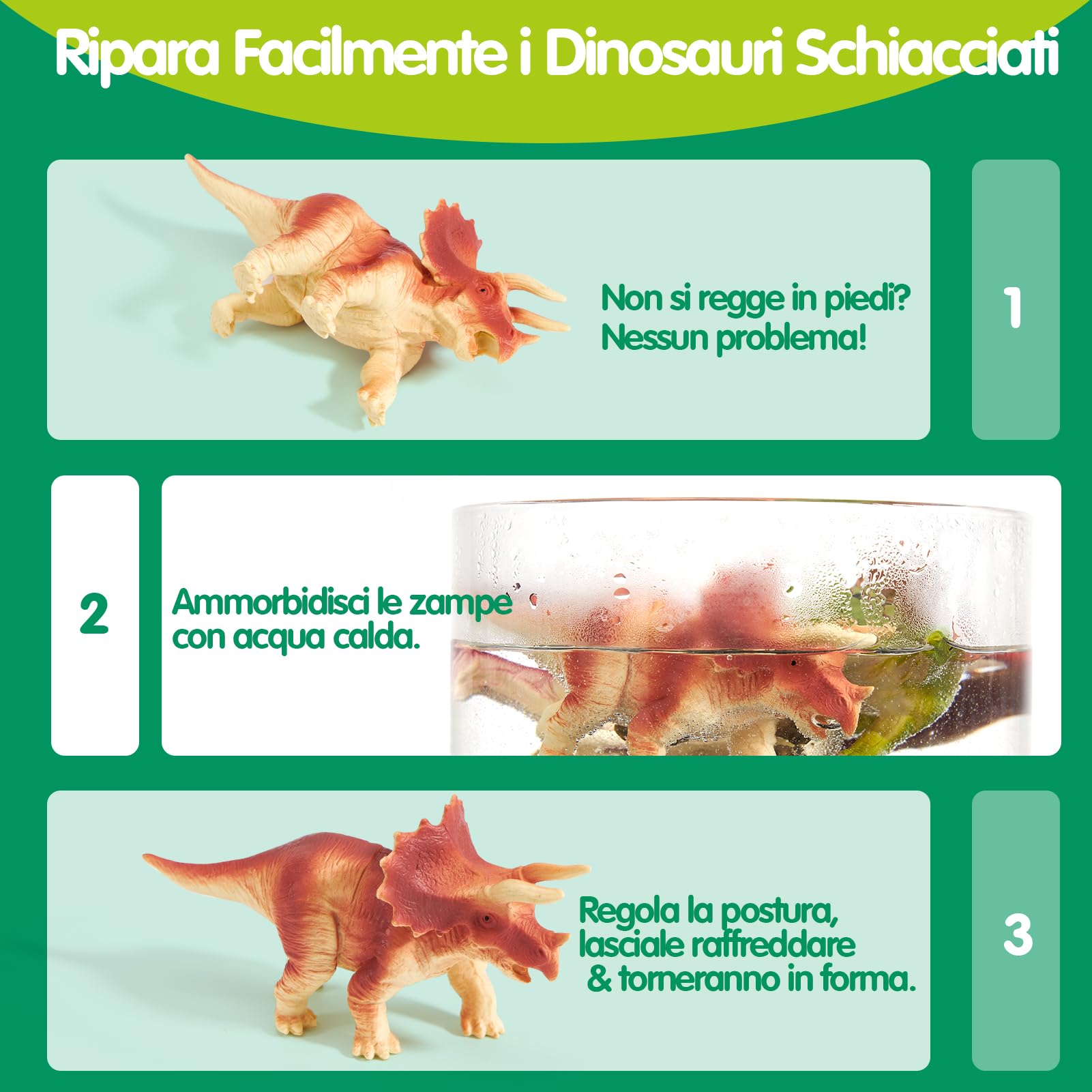 COCO&Friends Dinosauri Giocattolo per Bambini 3 - 7 Anni, Zaino Portatile con Tappetino da Gioco 3D Pieghevole, Regalo per Bambini Ragazzi Ragazze