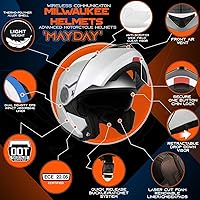 Vista 2 de Milwaukee Helmets H7010 Flat Grey Mayday Modular Casco de motocicleta inalámbrico de cara completa - Stream Music-Llamadas telefónicas