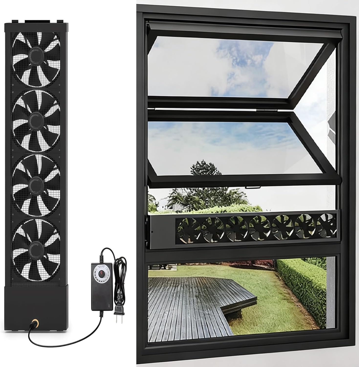 Retractable Vertical Ventilation Fan, 15.3''-74.4'', Ideal Casement Window Fan for Home, Kitchen, Bedroom & Office, Adjustable 5CM for Optimal Airflow (95~105cm/37.4~41.3in)