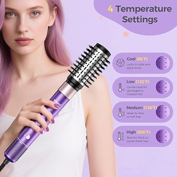 Vincofy 7 in1 Hair Styler Dryer Brush Set, 1500W Blow Dryer Brush, Purple