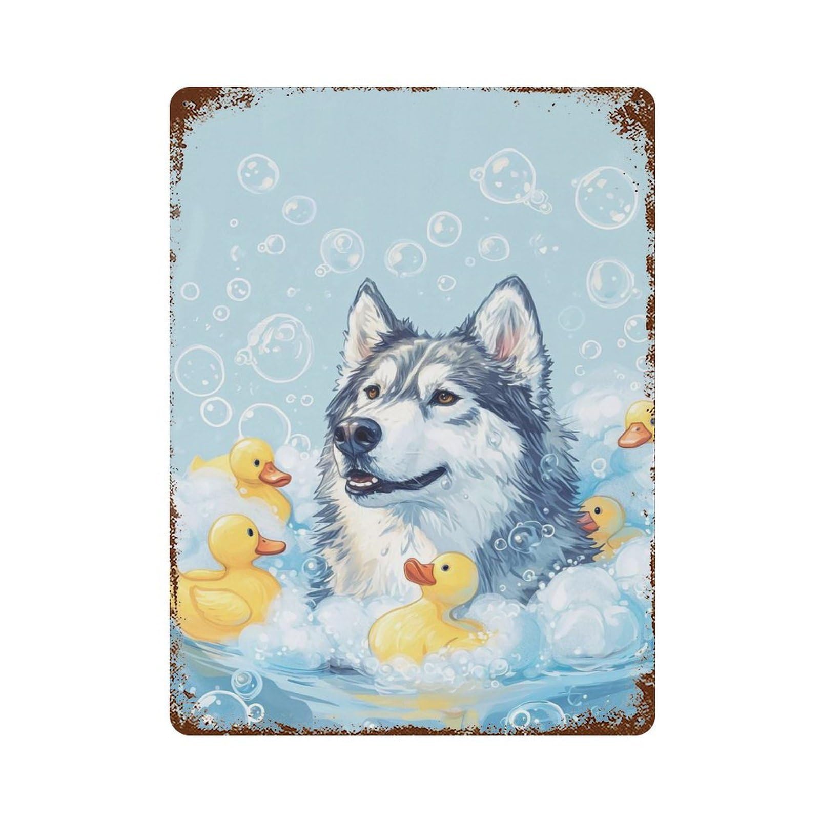 A Alaskan Malamute Dog Vintage Rust Metal Sign 15.7"x11.8", Farmhouse Wall Decor for Garage, Pub Or Kitchen
