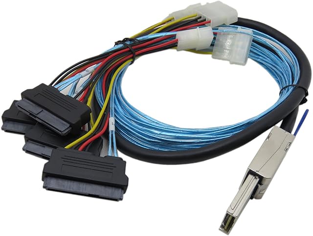 YIWENTEC Mini-SAS SFF-8088 26P to 4 X SAS SFF-8482 29 Pin with Power Cable (H0404-2M)