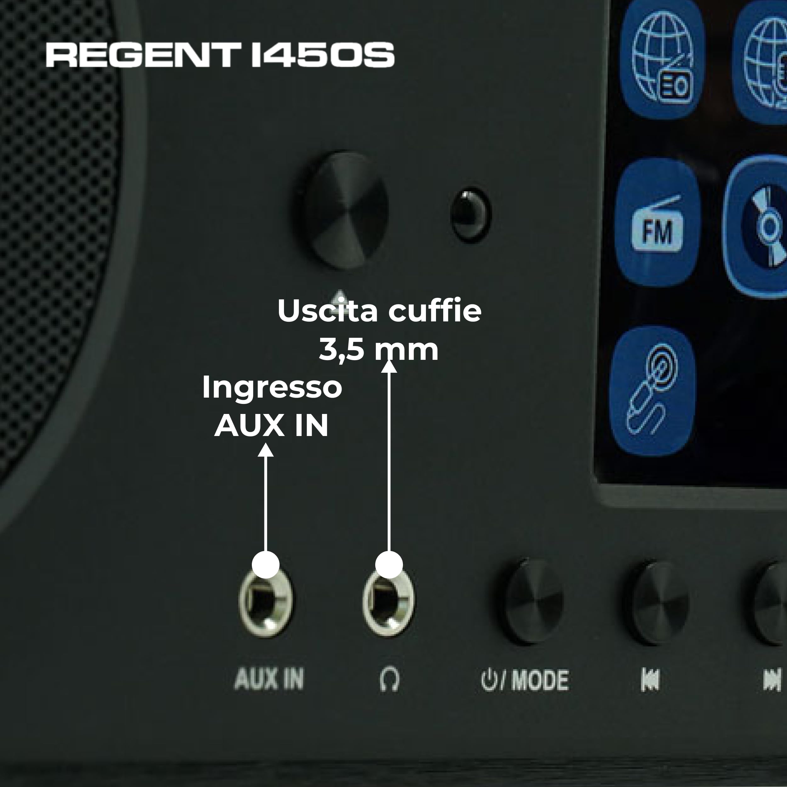 Ferguson Regent i450s DAB+ Digital Internet Radio with Spotify Connect, Bluetooth, AUX, USB, Hi-Fi Home Stereo, Doppio Allarme, Telecomando Nero