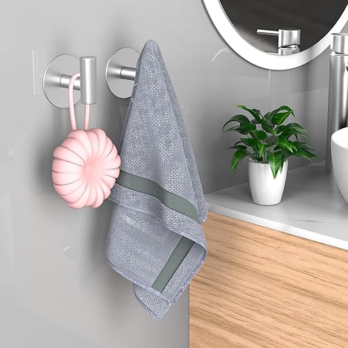 Miniatura 10 de PMMASTO Ganchos para toallas – Gancho de pared resistente para colgar – Ganchos de ducha (negro, forma de J, 6 unidades) Negro,Plata " J " forma 6