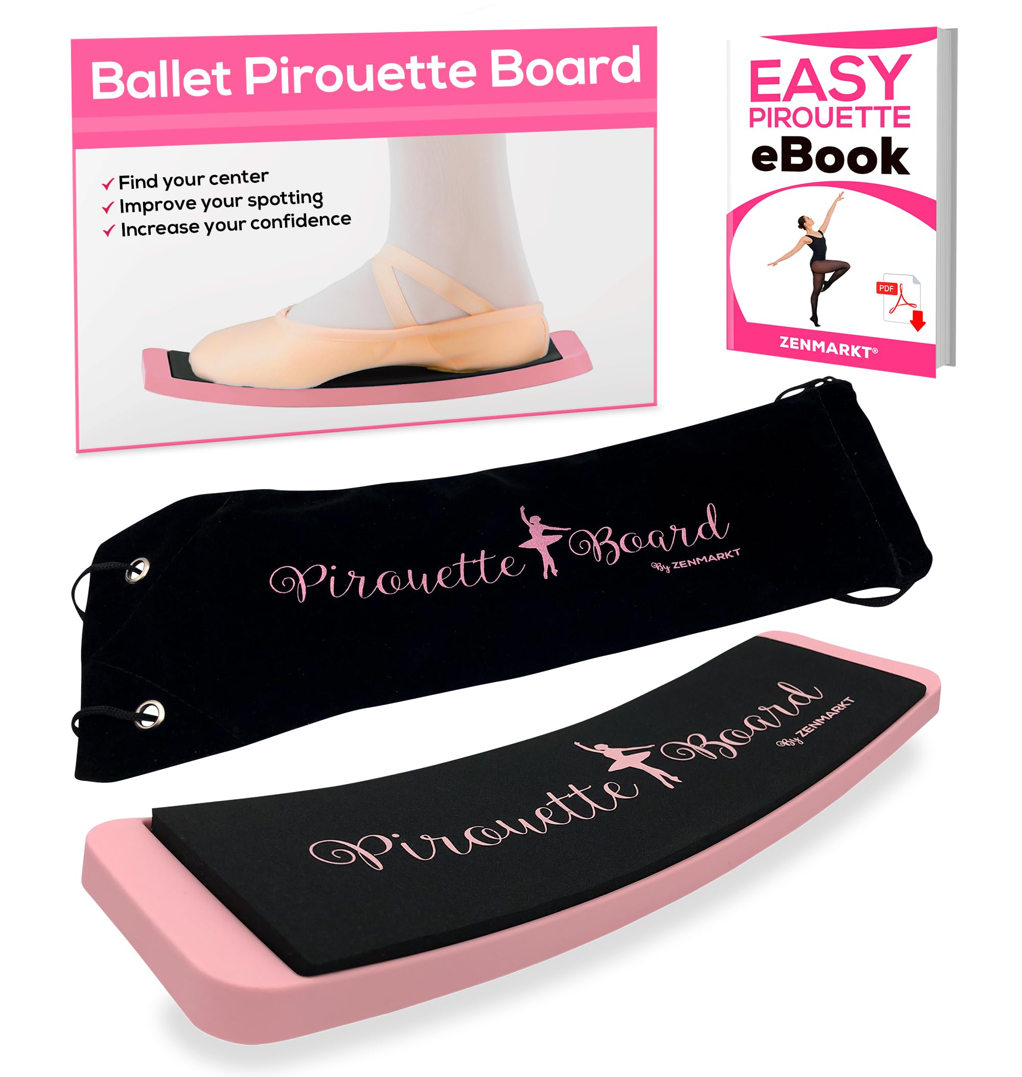 Ballet Turning Board for Dancers - Figure Skating Ballet Dance Turning Pirouette Board by Zenmarkt - Improve Balance and Turns - Training Equipment for Dancers, Ice Skaters, Gymnasts and Cheerleaders