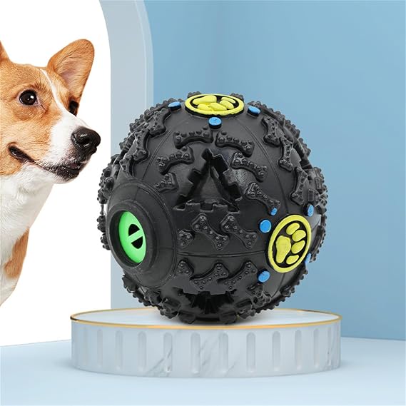 Interactive Dog Toys, Giggle Sound Dog Ball, Boredom Buster, Interactive Dog Toys for Small & Large Dogs (Black+Blue, Large)