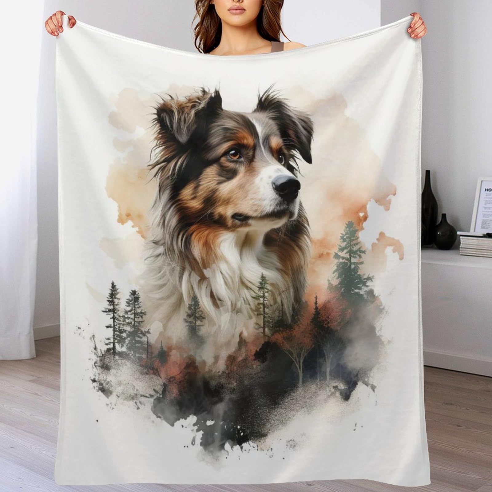 Couverture en flannel imprimé cute chien plaid polaire ultra doux pelucheux de luxe 130x180cm