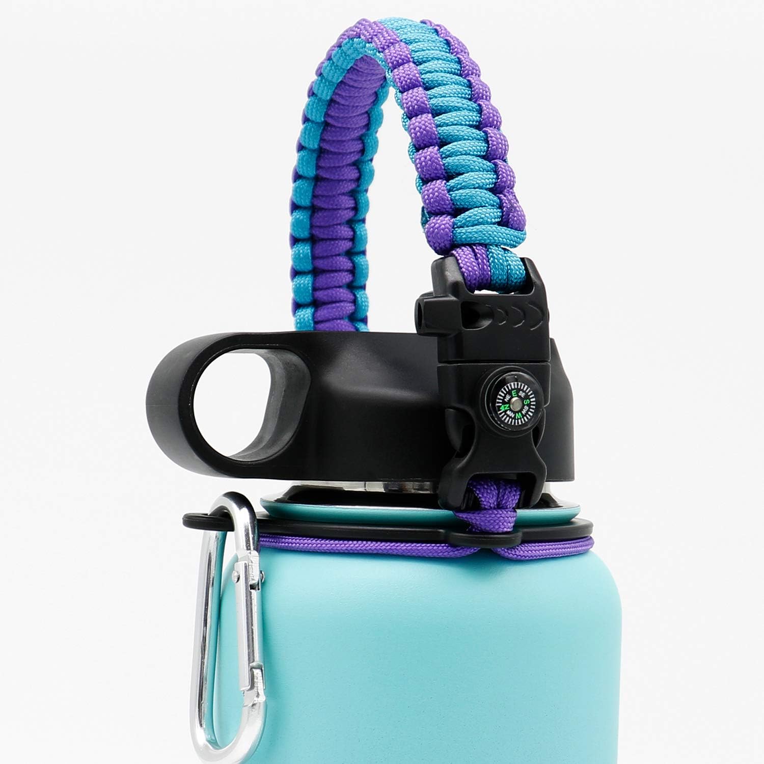 slolife Handle for Hydro Flask Water Bottle - Paracord Handle with Safety Ring Carabiner Strap Cord for Wide Mouth Bottle Multicolor 12-64oz