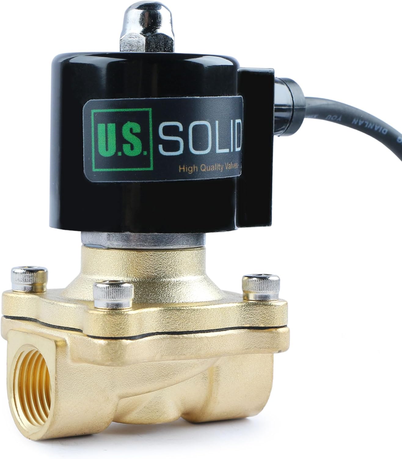 U.S. Solid 1/2" Brass Electric Solenoid Valve Underwater 110V AC Normally Closed VITON IP67 Air Non-potable Water Oil Fuel