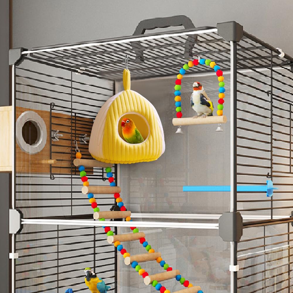 DONGKER Nid D'oiseau Chaud,Confortable Refuge d'hiver pour Perroquets avec Tapis et Anneau de Suspension Amovible pour Aras,Perroquets Gris D'Afrique,Perruches,Conures
