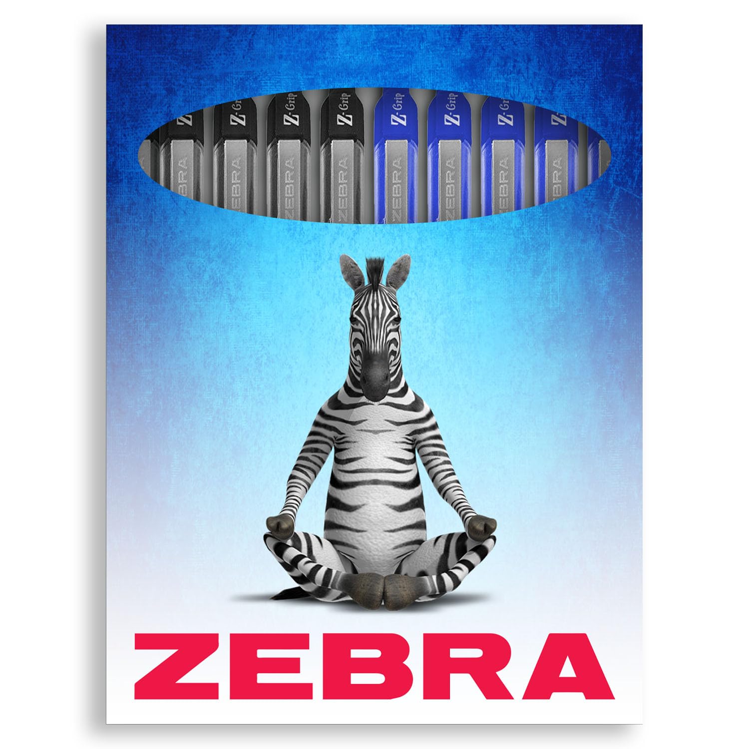 Zebra Z-Grip Retractable Ballpoint Pen - 0.7mm Nib - Black & Blue Ink - Pack of 10 - In Envelope Gift Packaging - Image 2