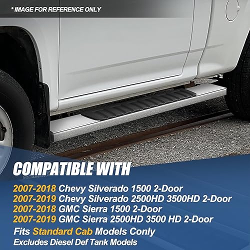 Miniatura 8 de Auto Dynasty Estribos de 6.75 pulgadas compatibles con Silverado Sierra 1500 2500HD 3500HD 2007-2019 cabina regular, acero inoxidable cromado pulido