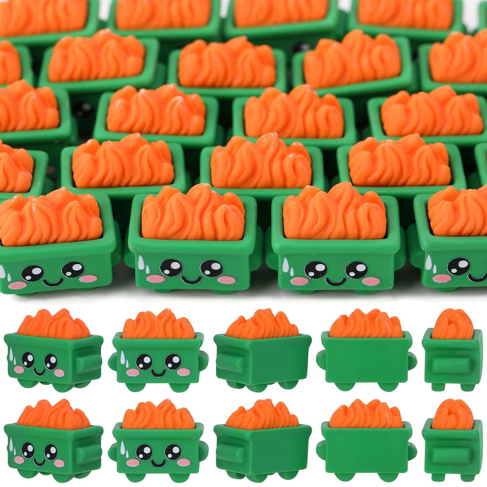 Mini figurines poubelle avec feu en résine : lot de 48 accessoires émotionnels stables