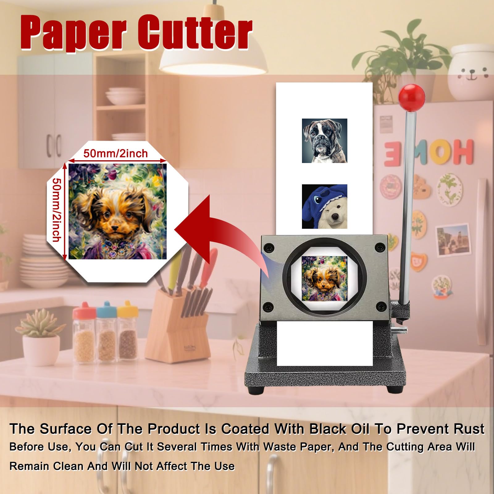 Paquete de máquina para hacer imanes DIY con prensa cuadrada + cortador de Papel + Kit de 200 suministros, imanes de fotos DIY para nevera
