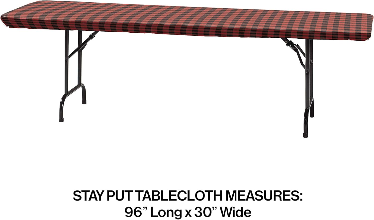 バッファロー格子柄 30インチ x 96インチ プラスチック ステイプット テーブルクロス 1枚