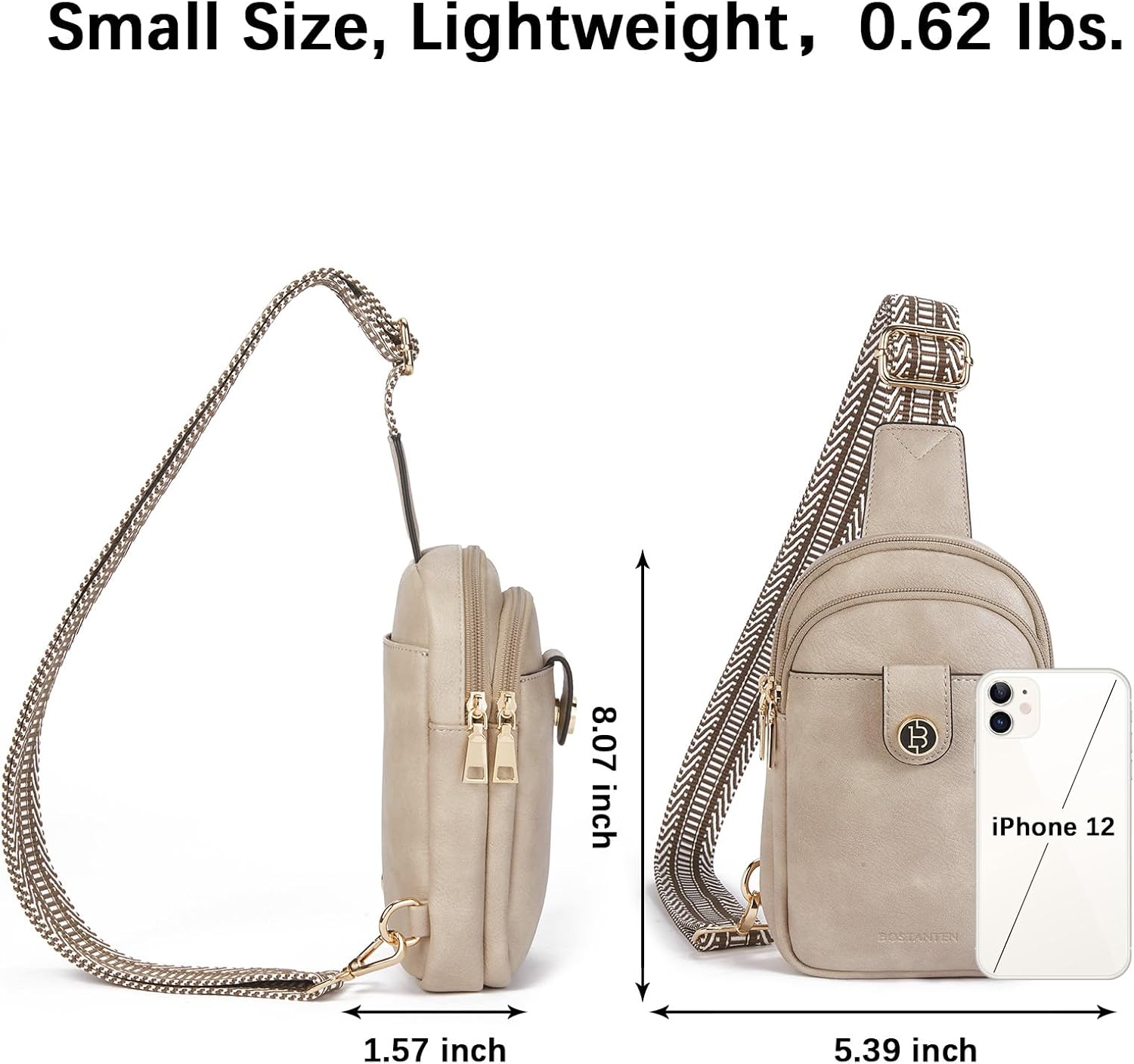 BOSTANTEN Small Sling Bag Crossbody Bags for Women Trendy Crossbody Purse Leather Chest Bag - Image 7