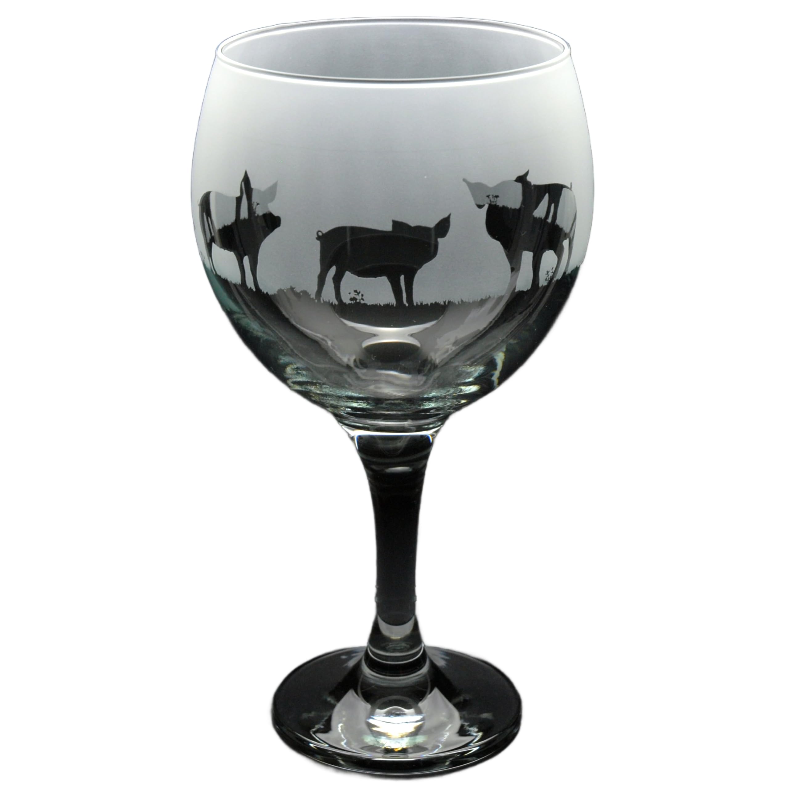 GLYPTIC Glass Art Pig Hand Etched/Engraved Gin Cocktail Glass — image 1
