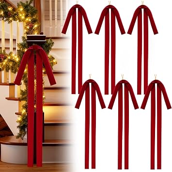 12 PCS Burgundy Velvet Christmas Bows, 23.5x15.5 Inches Ribbon Ornaments Xmas Tree Topper Decorations for Wreaths Garland Gift Wrapping Holiday Party Decor