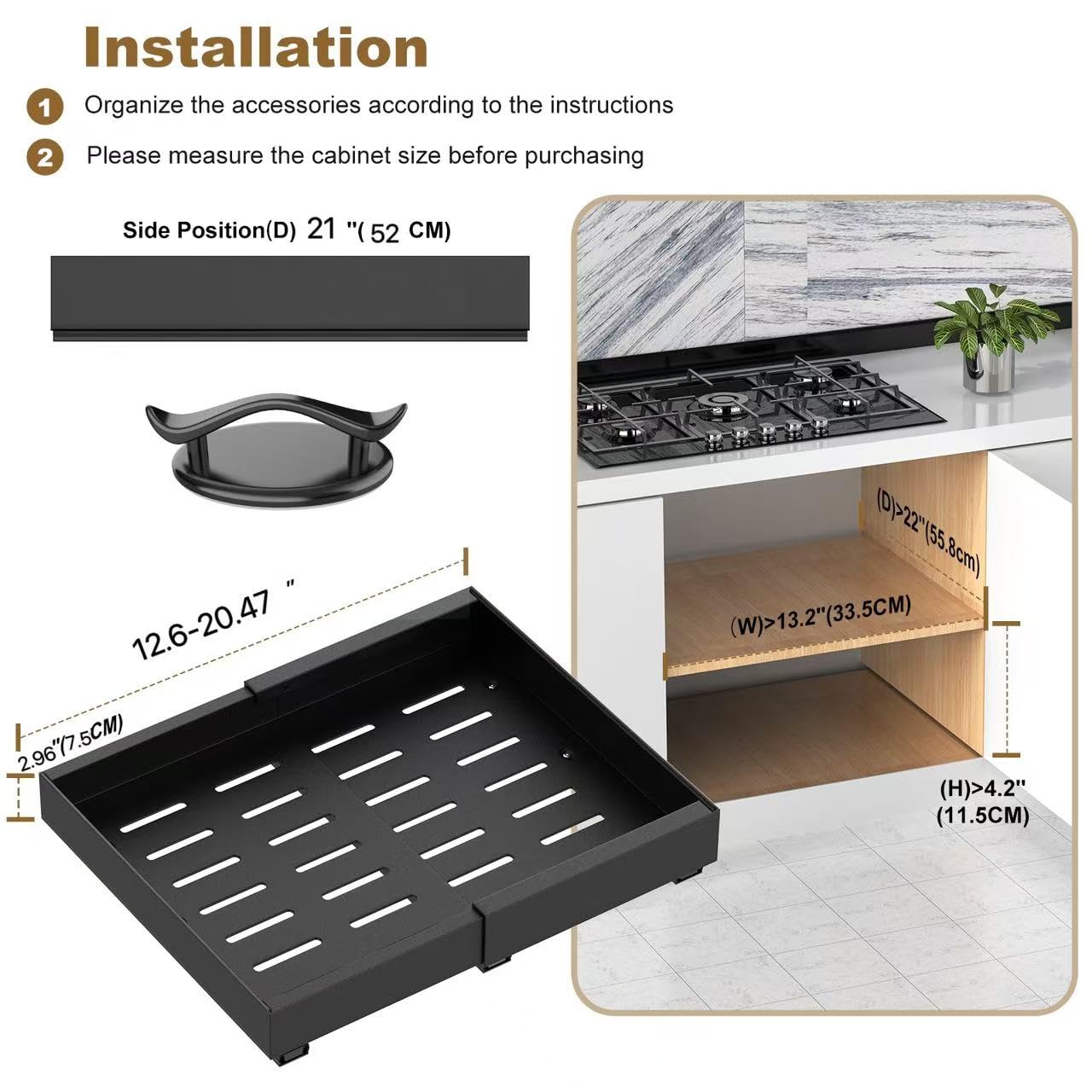 Organizzatore Estraibile Per Armadi E Mobili, Espandibile Da 29,7 A 50 Cm, Senza Trapano, Scorrevole, Per Cucina E Bagno, HERJOY
