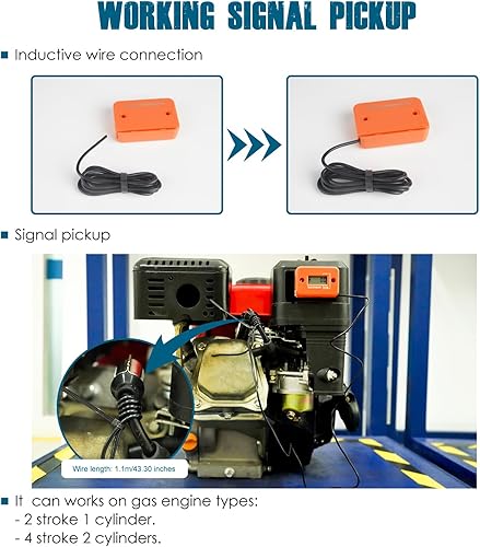Miniatura 4 de Runleader Mini medidor digital de horas tacónico, acumulan horas TOT, pantalla RPM en tiempo real, operación de batería para cortacésped ZTR,