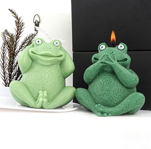 Miniatura 4 de 3 piezas de molde de vela de rana 3D DIY creativo resina de silicona de animales epoxi molde de arcilla de jabón para manualidades molde de pasta de