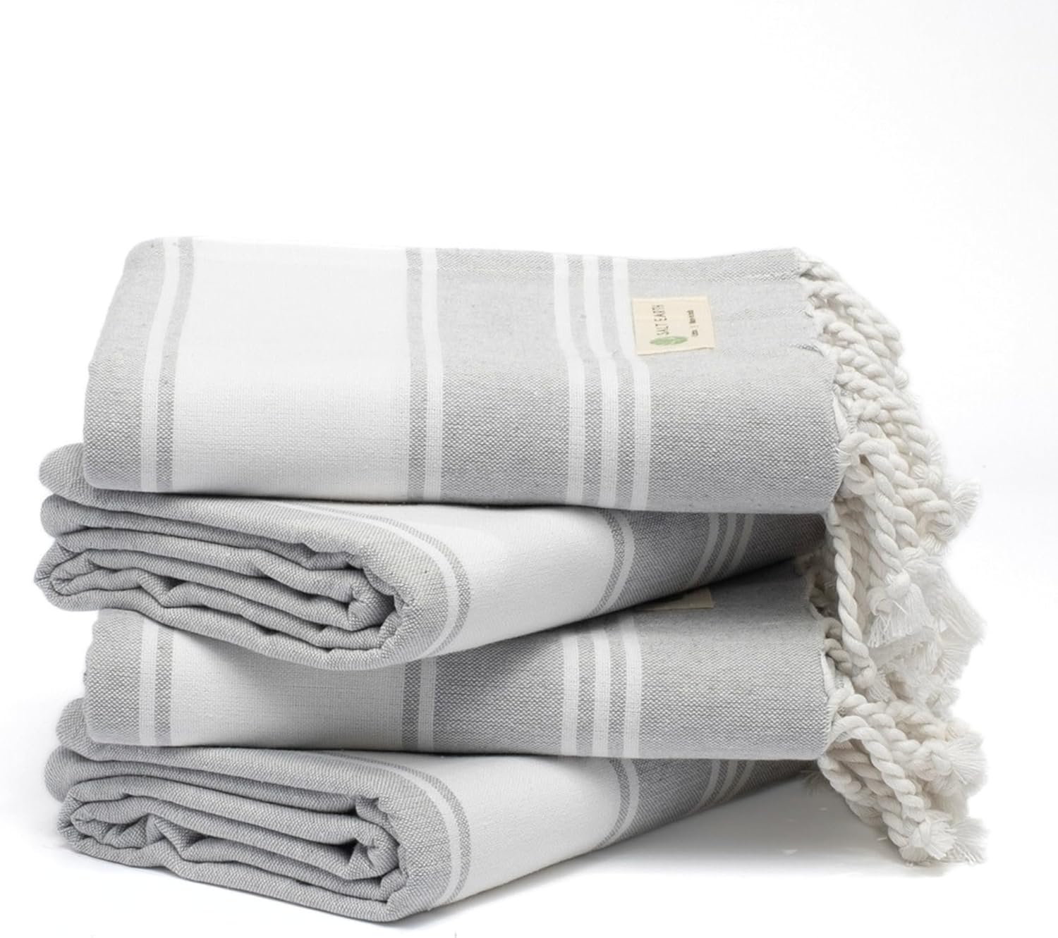 Salt Earth Cotton Turkish Beach Towel, Set of 4-36" X72" Large Bath Towels, Quick Dry Towel, Bathroom, Beach Essentials, Gym, Quick Dry for Shower, Lightweight Large Towels for All (Grey)