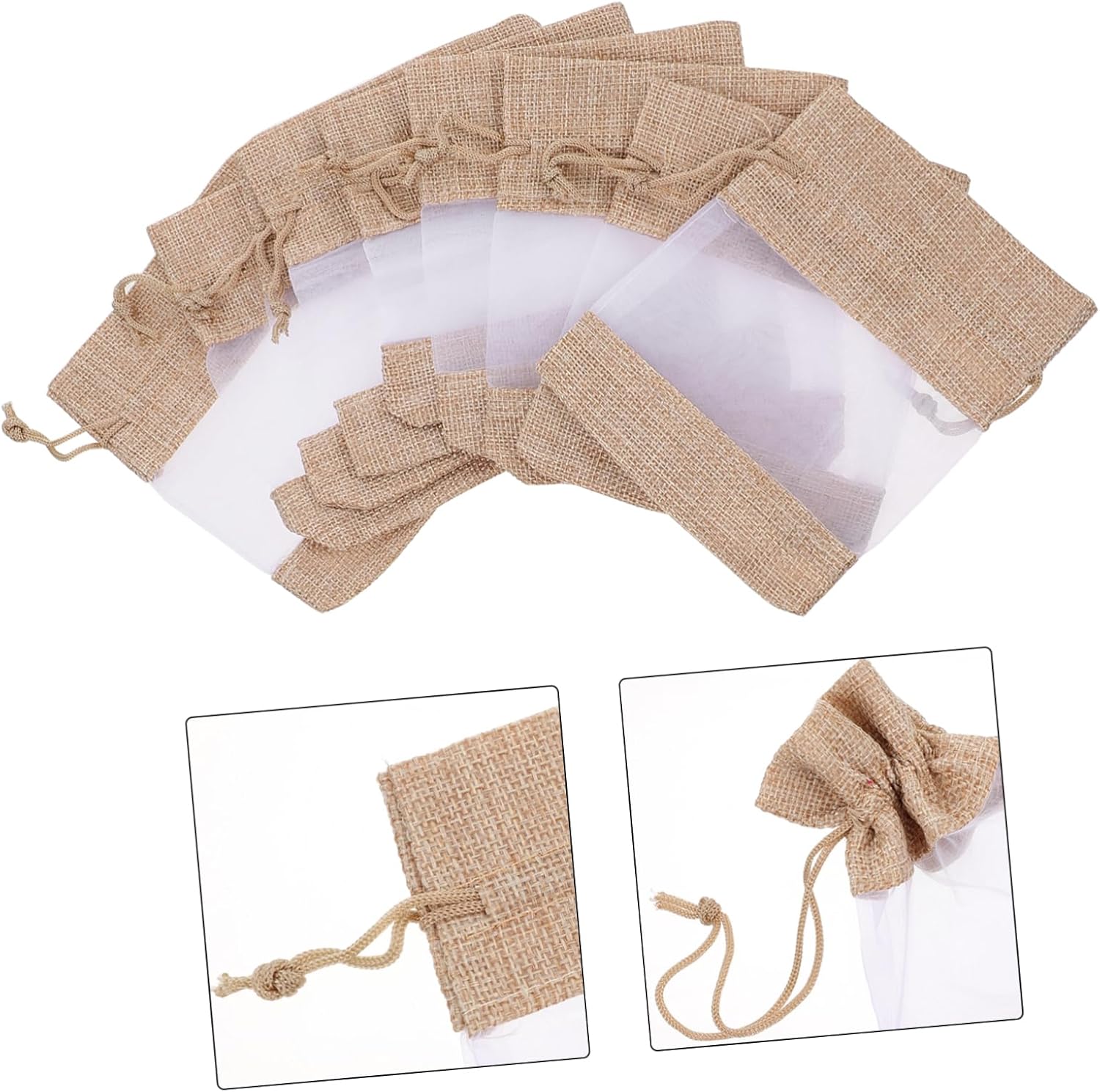 Healifty 30pcs Assorted Linen Drawstring Pouches for Candy Jewelry and Versatile Holiday Bags for Parties Weddings and Showers