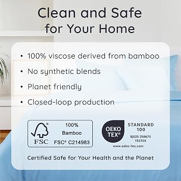 Bambaw 冷却抱き枕ケース 20インチ x 54インチ - 竹由来のビスコース100% 抱き枕用枕カバー シルクのようにソフト 通気性 & 軽量 封筒留め 肌と髪に優しい ドリームブルー