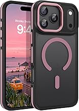 DOMAVER Magnetic iPhone 1 Pro Max 6.6 inch Case, Compatible with MagSafe, Translucent Phone Case iPhone 15 Pro Max Mate Slim Protective Shockproof Non-Slip Cover, Pink