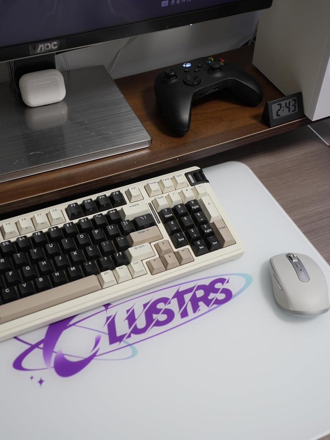 Clustrs Orbit Glass Mouse Pad 9H Tempered Glass Mouse Pad (500x400mm) – Ultra-Smooth Surface, Non-Slip Base – for FPS/MOBA/Office (Arctic Nebula, Large)