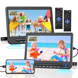 Desobry 10 DVD Player for Car Dual Headrest DVD Player for Kids with HDMI Input Car DVD Player