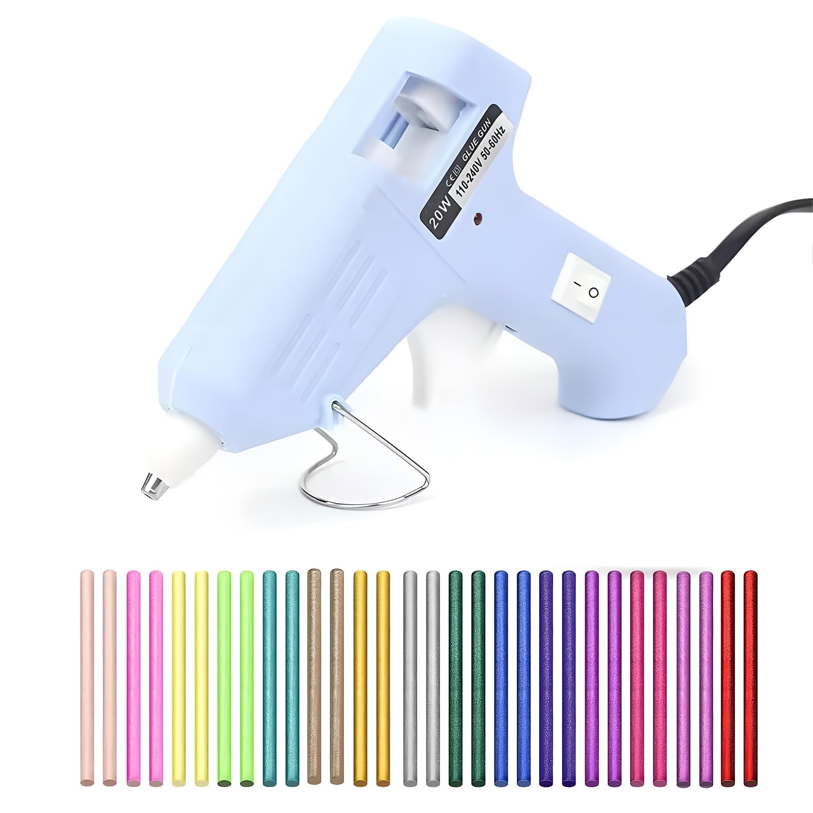Hot Glue Gun, Mini Hot Melt Glue Gun for Kids with 50 Multi-Colored Glue Sticks,Fast Heating Small Glue Gun for DIY Craft School Projects Art Repairs Festival Decoration,20W (Blue)