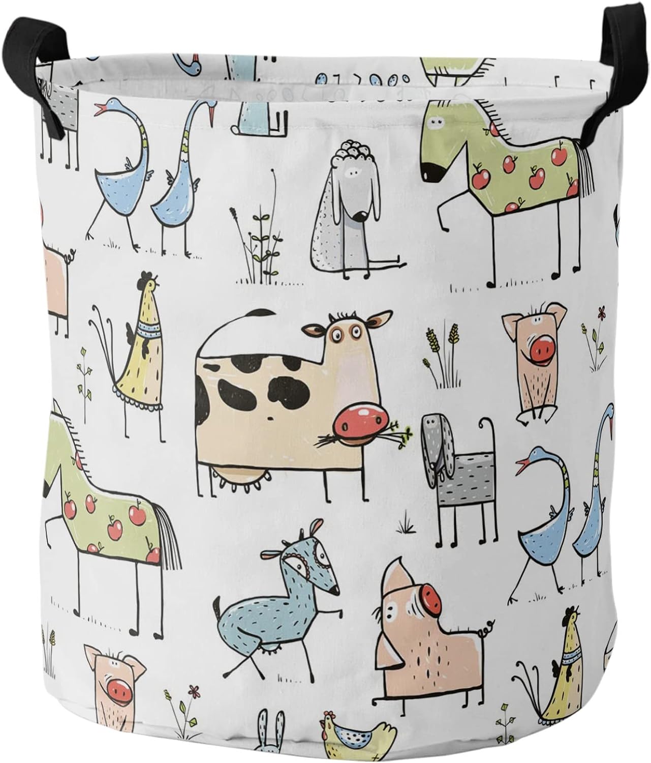 Animal Pattern Colorful Folding Laundry Basket Toy Organizer Laundry Hamper for Dirty Clothing Storage Baskets (Color : A, Size : 42x44cm)