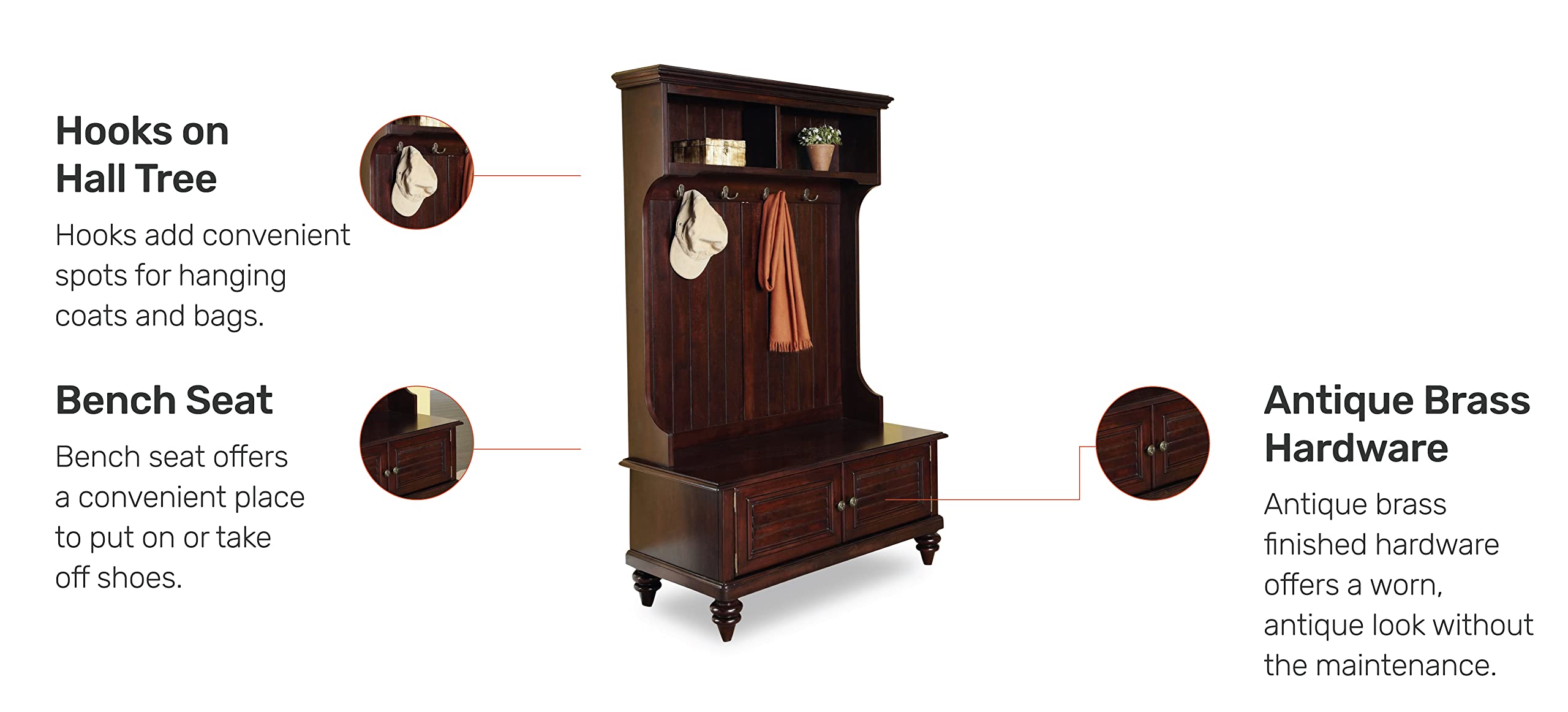 Bermuda Expresso Hall Tree Stand by Home Styles