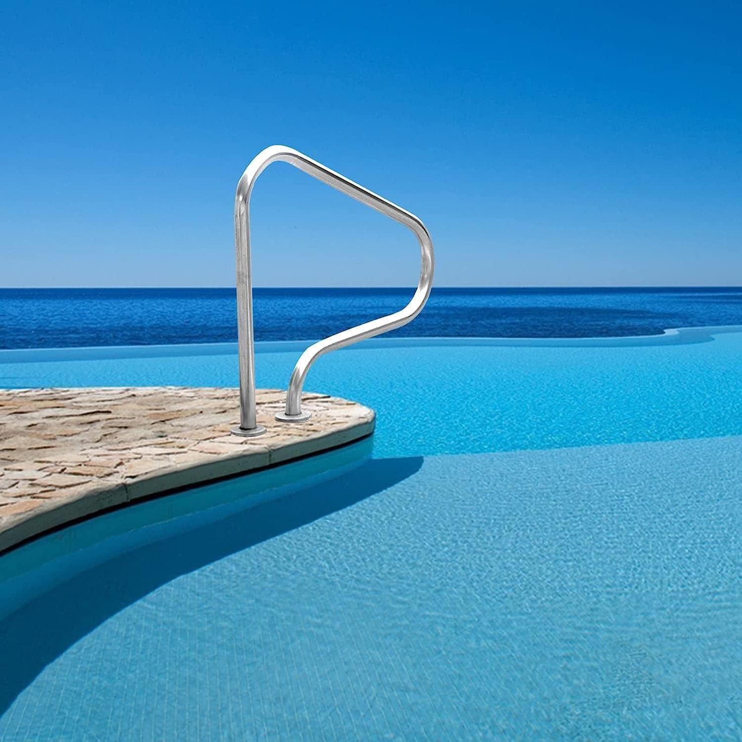 Pool Handrails Non-Slip Stair Pool Hand Rail Ergonomics Curve Design Safety Grips for Garden Backyard Pools Water Parks (1pcs)