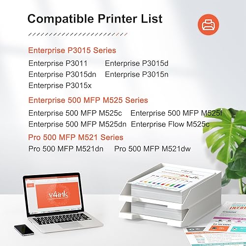 Miniatura 2 de v4ink CE255X - Cartucho de tóner compatible con HP 55A 55X CE255X Cartucho de tóner negro de alto rendimiento para impresora HP P3015 P3015dn P3015x