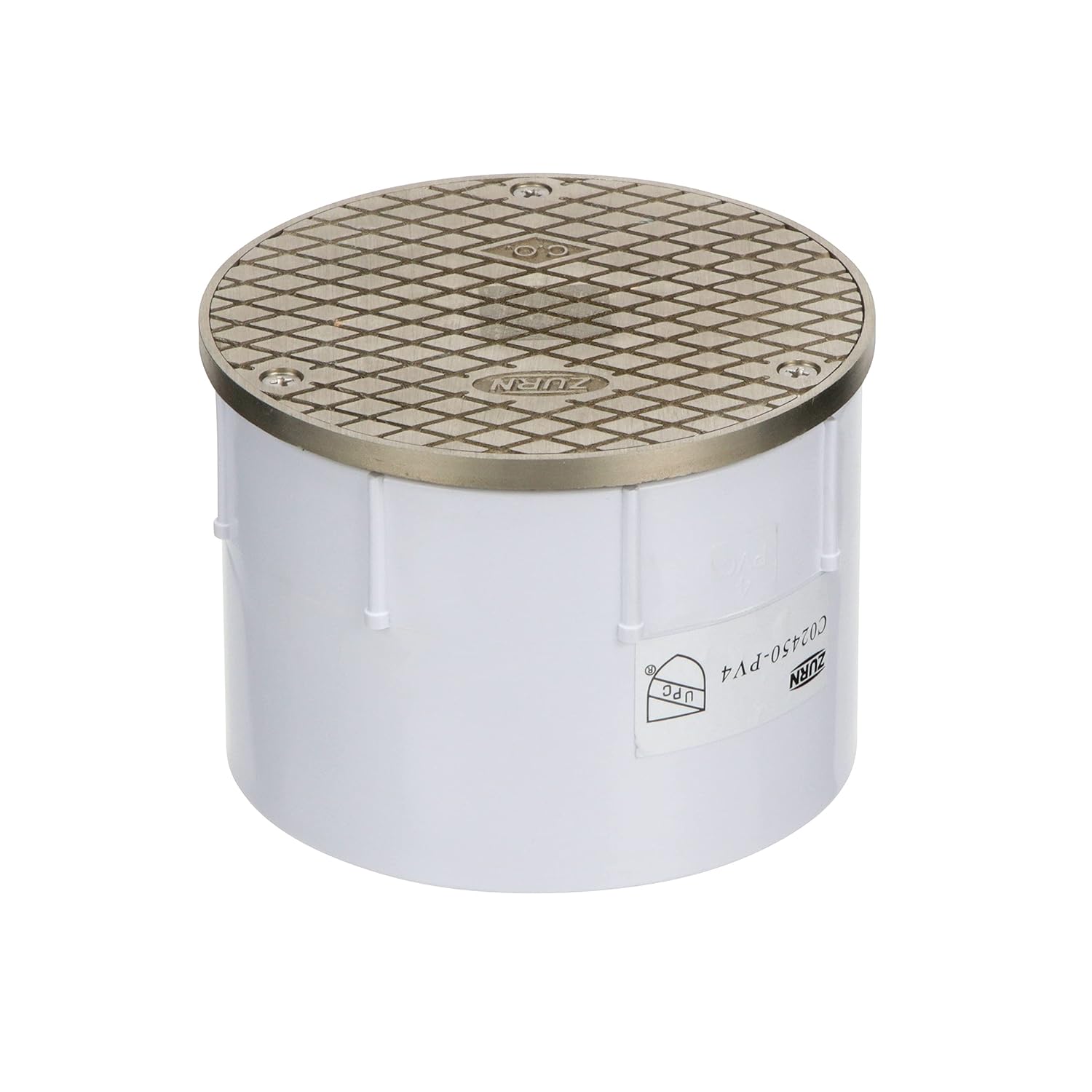 Zurn CO2450-PV4 Adjustable Floor Cleanout, Nickel Top, 4" PVC, Brass