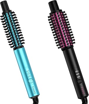 Farery Mini Thermal Brush 3/4 Inch & 1 Inch Small Curling Wand Travel Size, 3 Temperature Adjustable