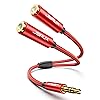JSAUX Headphone Splitter 3.5mm, Audio Splitter 2 Female to 1 Male, Dual Headphone Adapter Compatible with PS4, PS5, Xbox, Nintendo Switch, PC Gaming Headsets, Phone, Tablet, Laptop and More-Red
