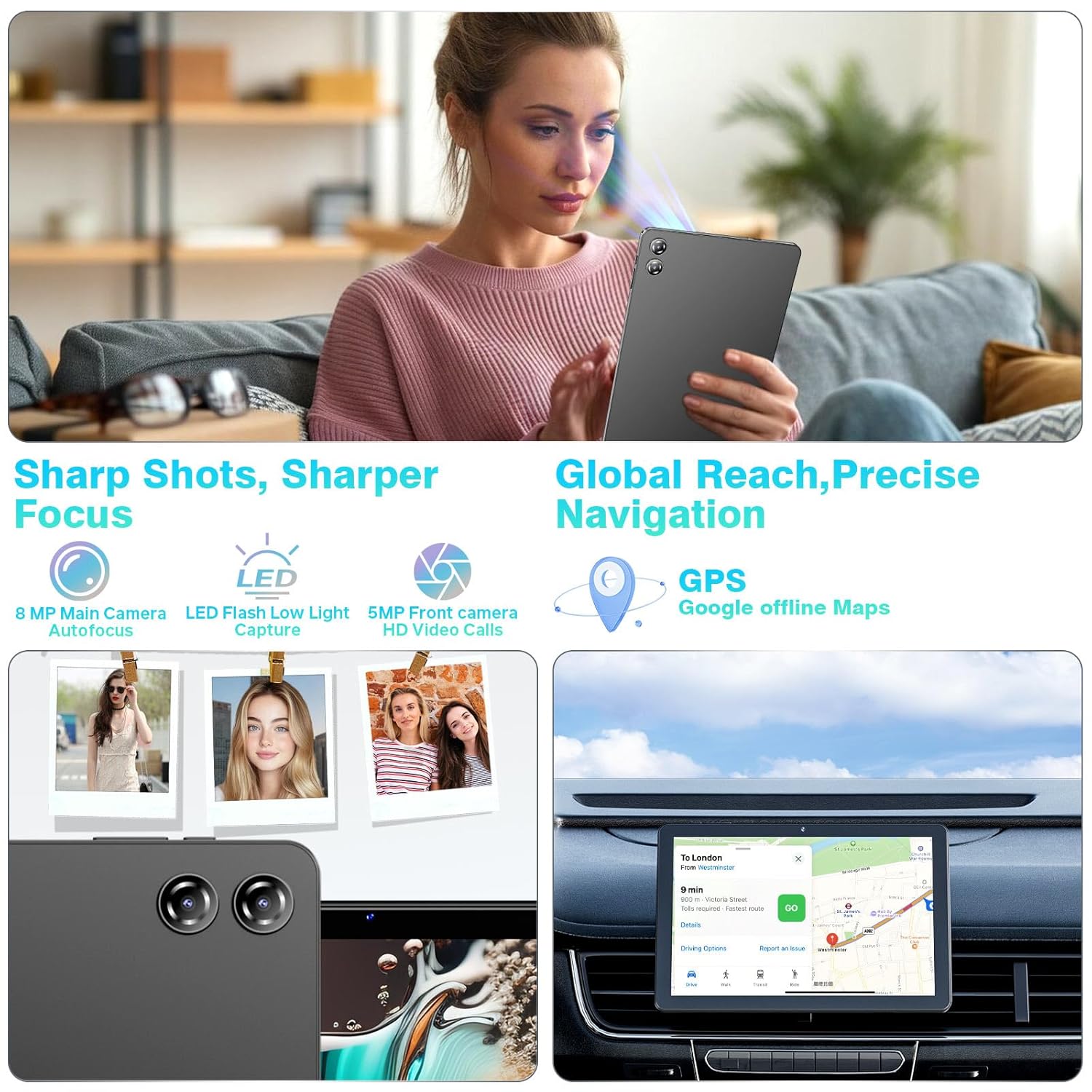 Android Tablet 10 Inch, 18GB RAM + 128G ROM / 1TB TF Expandable, 2025 Latest Tablets, Widevine L1 Compatible Octa-Core Tablet with WiFi 5,6000 mAh Battery, Face ID, Double... – Bild 3