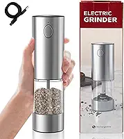 Moedor Elétrico de Pimenta, Recarregável por USB, Ajuste de Espessura, Moagem Automática com Um Clique, Material em Aço Inoxidável e Cerâmica