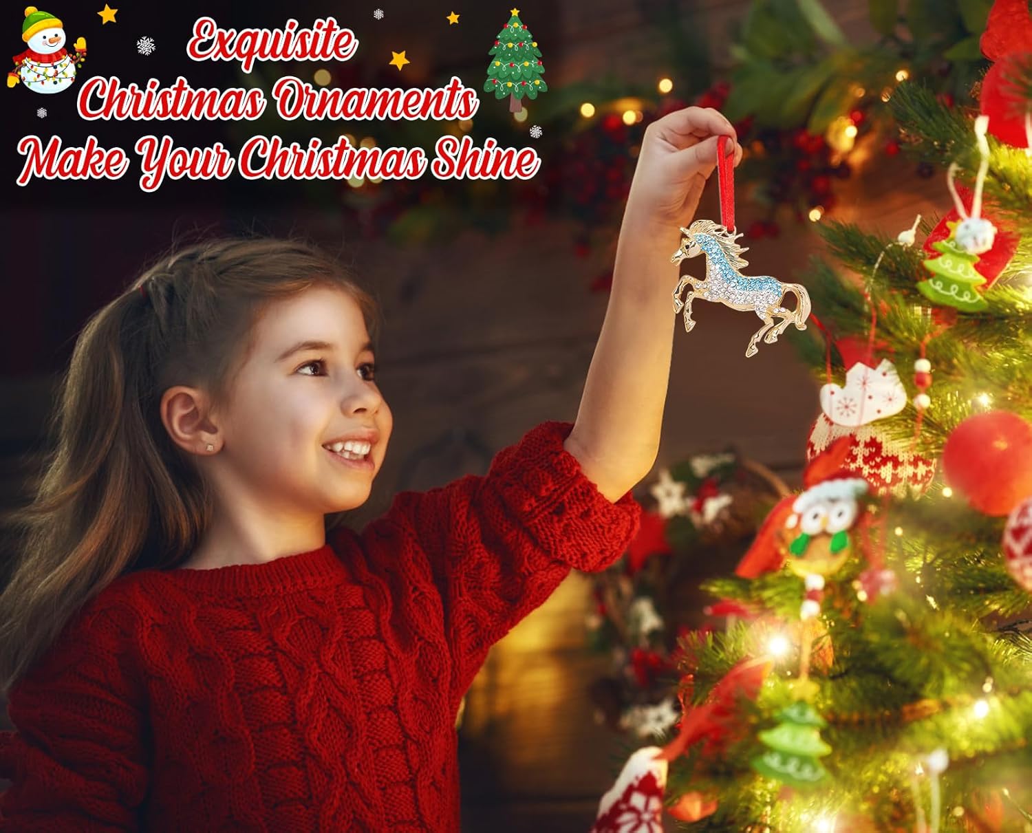 Horse Christmas Ornament - Metal Sparkly Rhinestones Breyer Horse Ornament for Christmas Tree Decorations - Cool Horse Lovers Christmas Holiday Keepsake Gifts for Women Girl Kids - Image 2