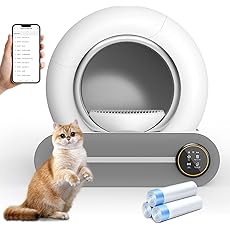 Upgraded Automatic Cat Litter Box, Self Cleaning Cat Litter Box 65L Extra Large Capacity Cleaning Robot, APP Control/Odor Removal/Safety Protection/Low Noise Litter Box for Multiple Cats