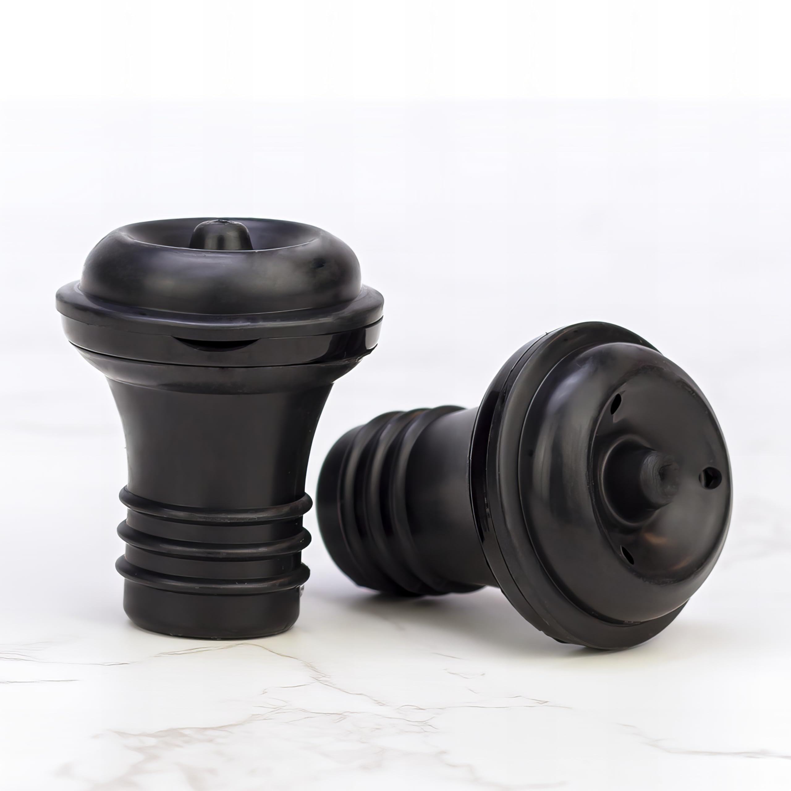 Qpractiko | Set 2 Tappi Vino Sottovuoto | Silicone Nero | Sigillatura Ermetica, Facile da Usare, Riutilizzabile | Conserva Aroma e Freschezza Bottiglie di Vino