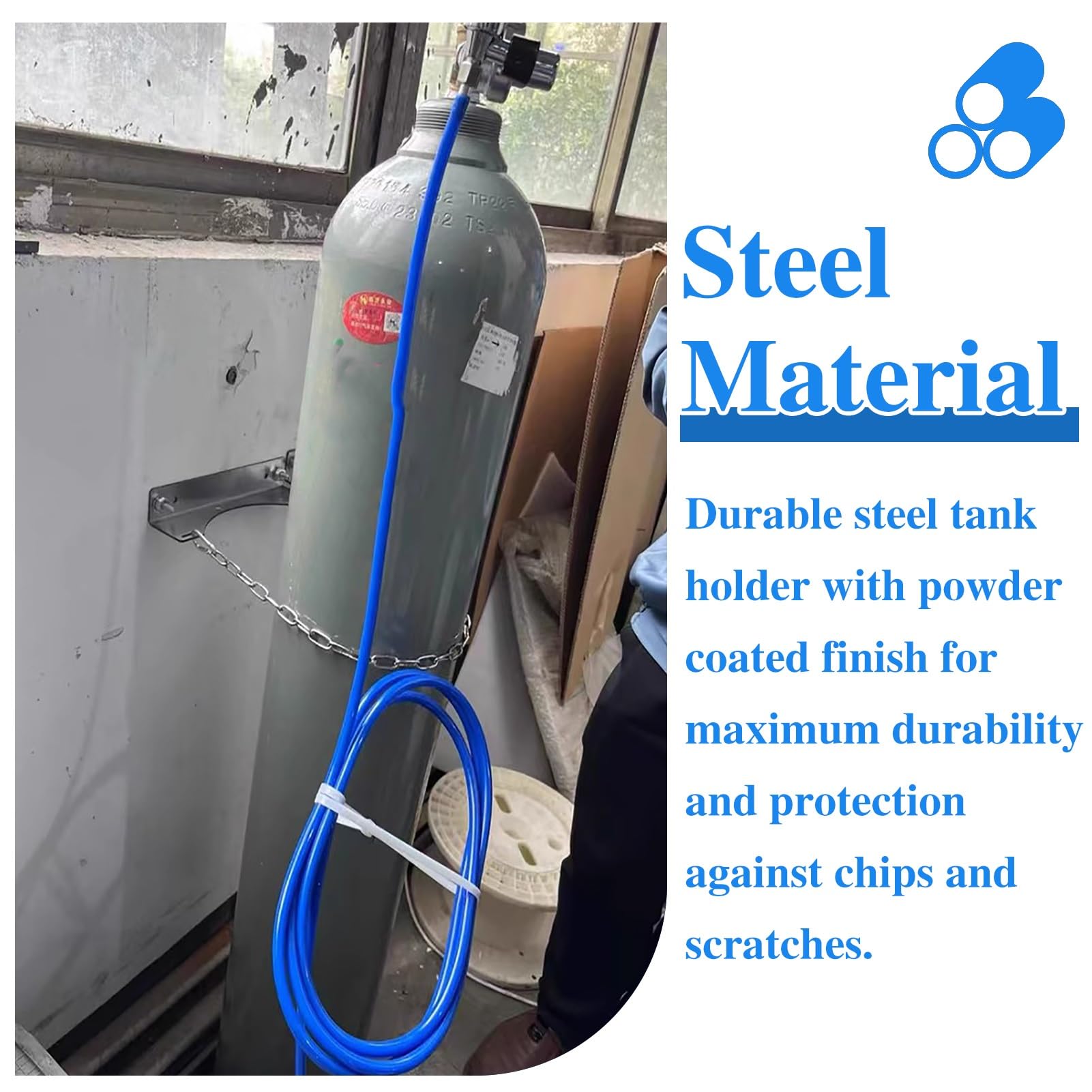 Soporte Bombona Oxigeno Estante de Acero para Almacenamiento de Tanques de Oxígeno Apilados y Enrejados, Soporte de Montaje en Pared Universal para Tanques de Nitrógeno con Cilindro Electrónico(Single