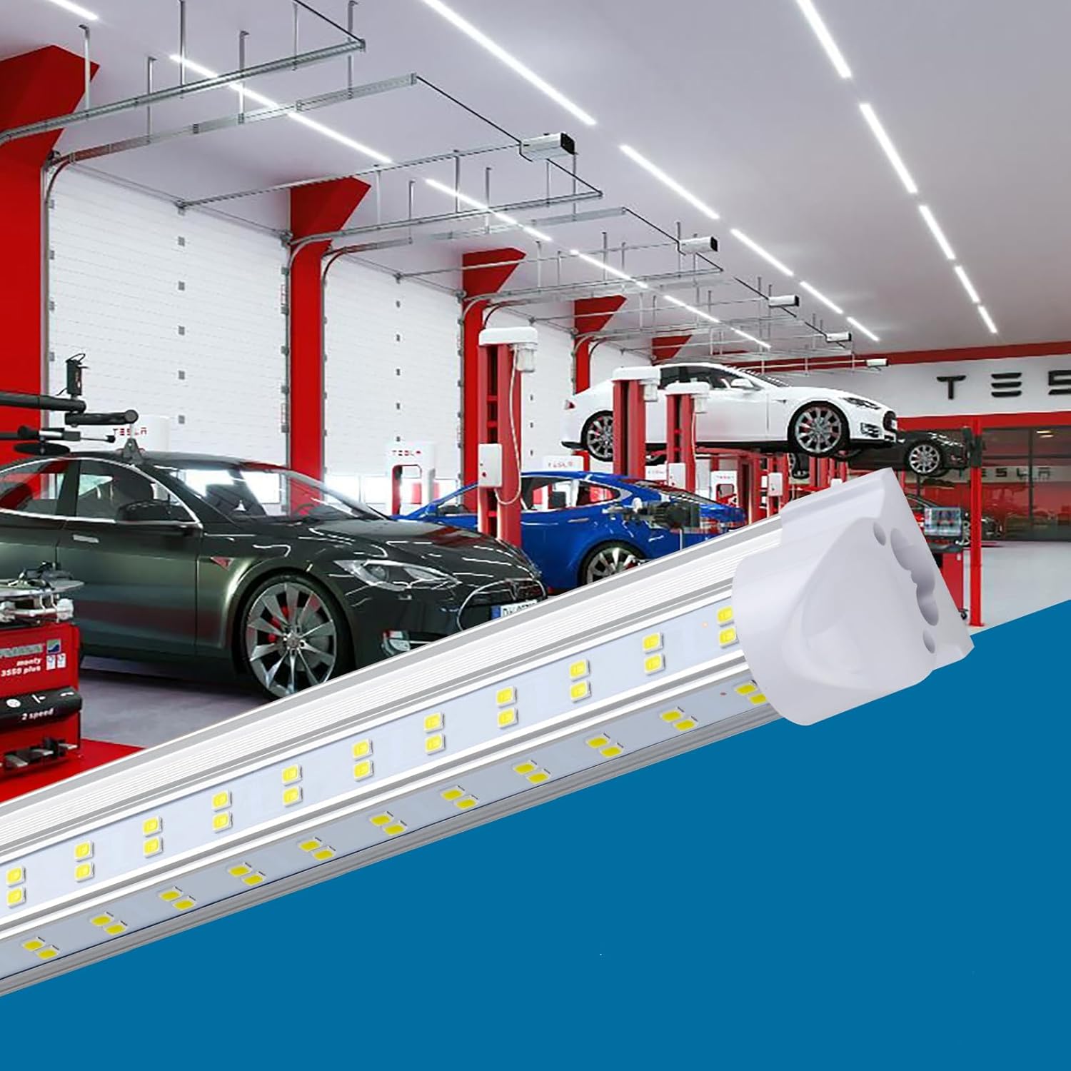 20 Pack, LED Shop Light, 8FT 150W 19000LM 6000K, Cold White, V Shape, Clear Cover, Linkable T8 LED Tube Lights, LED Shop Lights for Garage 8 Foot with Plug