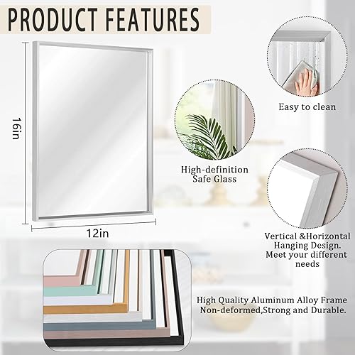 Miniatura 9 de AAZZKANG Espejos para pared, espejo rectangular con marco de metal, moderno espejo decorativo de tocador para entrada, dormitorio, sala de estar,