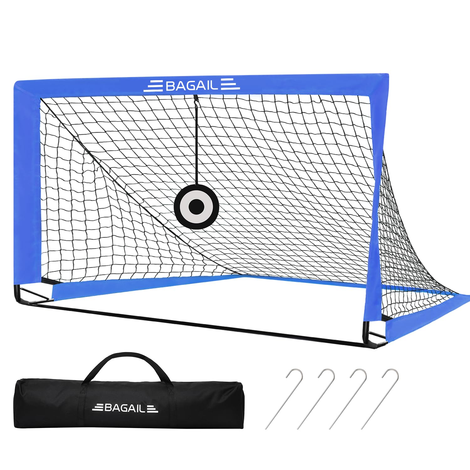Bagail Football Goal, Pop up Football Net with Target Goal, Ground Pegs and Portable Carry Bag, Easy to Assemble, Ideal for Garden Training and Recreational Matches