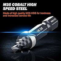 Vista 3 de THINKWORK Broca de paso de cobalto M35 con flauta en espiral, broca de paso HSS de tamaño único de 3/8", brocas de paso de tamaño pequeño EDC