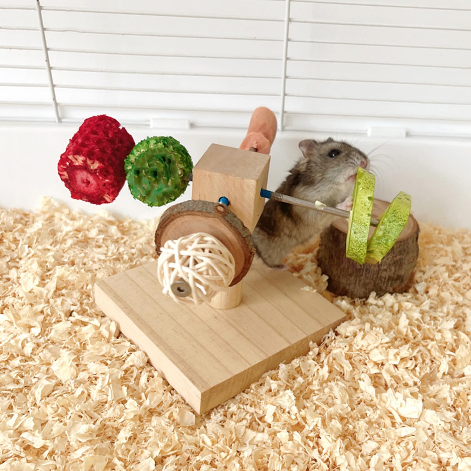 Juguete alimentador de hámster, dispensador de golosinas de madera para hámster y roedores pequeños, alimentación de hámster
